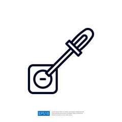 Poster - The image depicts a simple line drawing of a dropper over a circular container, likely representing a scientific or laboratory tool for liquid measurement.
