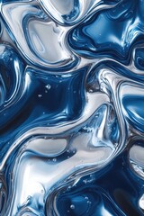 Poster - An abstract close-up of swirling blue and silver liquid, creating a mesmerizing wave-like pattern.