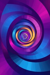 Poster - A vibrant spiral design showcasing shades of blue, purple, and orange in a mesmerizing pattern.
