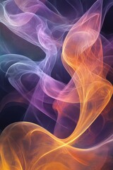 Poster - Colorful abstract smoke swirl forming dynamic shapes on a dark background.