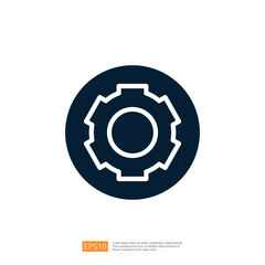 Poster - This image features a simple, stylized gear icon set against a solid background, representing concepts related to machinery, engineering, and technology.