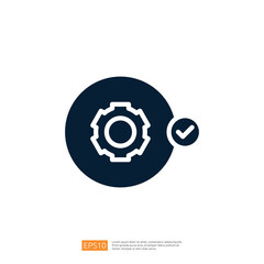 Poster - This image features a gear icon with a checkmark, symbolizing efficiency, completion, or approval in a technical or business context.