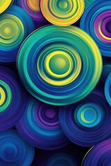 Poster - Colorful abstract circles in vibrant shades of blue, green, and purple create a mesmerizing visual effect.