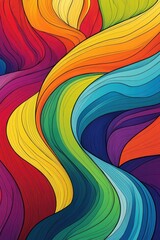 Poster - Vibrant, flowing abstract patterns in a spectrum of bright colors create a joyful and energetic mood.