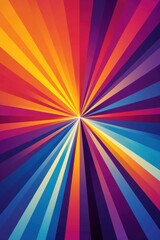 Poster - A vibrant abstract pattern of radial stripes in shades of orange, purple, and blue, creating a dynamic burst effect.