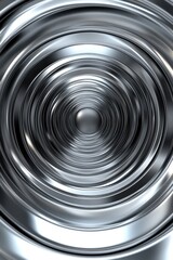 Poster - A mesmerizing close-up of shiny metal concentric circles that create an infinite tunnel effect.