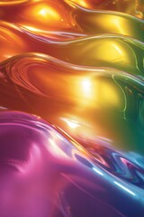 Poster - A vibrant close-up of shimmering, colorful waves in shades of rainbow hues, creating a mesmerizing liquid texture.