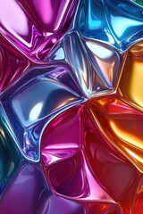 Poster - Colorful abstract composition featuring vibrant, glossy textures in shades of pink, blue, and orange.