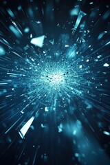 Poster - An abstract explosion of shimmering blue shards radiating outward, creating a dynamic and energetic visual effect.