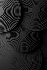 Poster - Textured black circular patterns create a modern and minimalist aesthetic in this abstract design.
