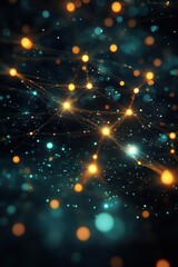 Poster - Abstract image of glowing lights and connections, creating a mesmerizing network of colors in a dark setting.