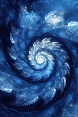 Poster - An intricate blue spiral design featuring delicate, swirling patterns and textures that evoke a sense of depth and motion.