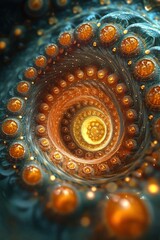 Poster - An intricate swirl of orange and blue hues, creating a mesmerizing spiral pattern resembling a cosmic vortex.
