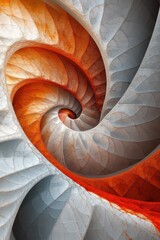 Poster - Intricate abstract spiral design featuring soft gray and vibrant orange hues, creating a dynamic, captivating visual.