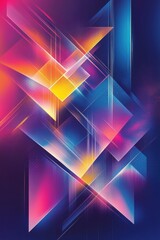 Poster - A vibrant abstract composition featuring geometric shapes in hues of blue, pink, and orange, creating a dynamic visual experience.