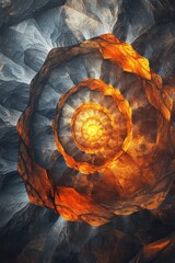 Poster - A mesmerizing abstract composition featuring a swirling orange and gray structure, evoking a sense of depth and energy.