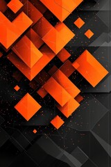 Poster - Dynamic abstract design featuring vibrant orange geometric shapes against a dark background, creating a modern aesthetic.