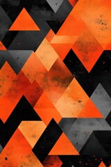 Poster - An abstract geometric pattern featuring sharp orange and black triangles, creating a dynamic and striking visual.