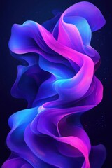 Poster - A vibrant abstract artwork featuring flowing waves of purple and blue, creating a mesmerizing and dynamic visual experience.