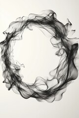 Poster - Abstract black smoke forms a circular shape, creating a whimsical and ethereal atmosphere.
