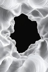 Poster - Abstract white waves create a stunning frame against a black backdrop, evoking depth and movement.