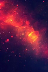 Poster - Vibrant cosmic abstraction featuring fiery colors and glowing orbs, creating a mystical atmosphere.