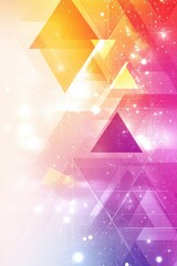 Wall Mural - Abstract geometric design featuring vibrant shades of orange, pink, and purple with shimmering sparkles.