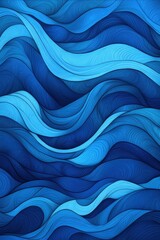 Poster - A mesmerizing abstract pattern of flowing waves in vibrant shades of blue, creating a serene and calming visual.