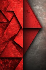 Poster - A striking abstract design featuring layered red and gray geometric shapes, creating a bold visual contrast.