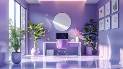 Aufkleber - Bright lilac office, modern.