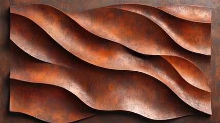 Poster - Abstract Metal Wall Art with Curved Waves and Textured Surface