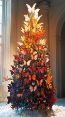 Poster - a Christmas tree made of butterflies, magical.