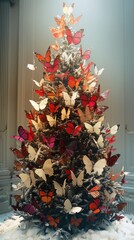 Poster - a Christmas tree made of butterflies, magical.