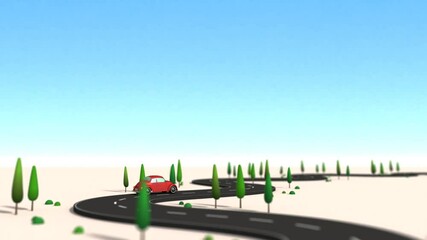 Wall Mural - Animation of a red car running around a curve.
It runs forever without interruption.