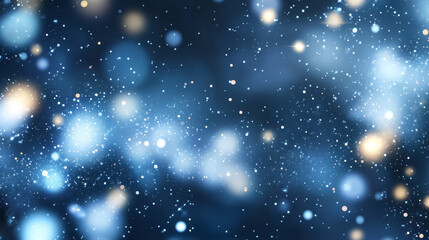 Poster - Glitter light effect with blur and bokeh. Abstract background with blue sparkles flares. Overlay effect of magic glow, snow or shine isolated on transparent background, vector realistic set
