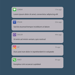 Popup Missed Notification template. Messaging App Conversation