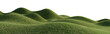 Hills with grass on a transparent background. 3D rendering