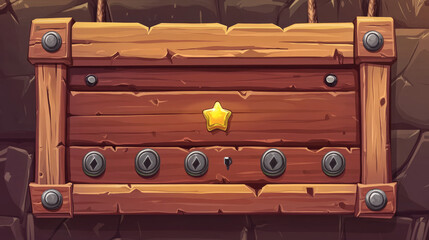 Poster - Win and lose ui game screen design, wooden winner panel with score and steel buttons. Cartoon mobile app popup menu template for level progress and congratulations. Player award asset kit.