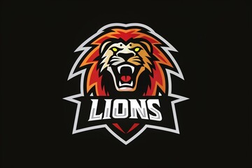 Wall Mural - Lions head - sport logo, emblem on a dark background