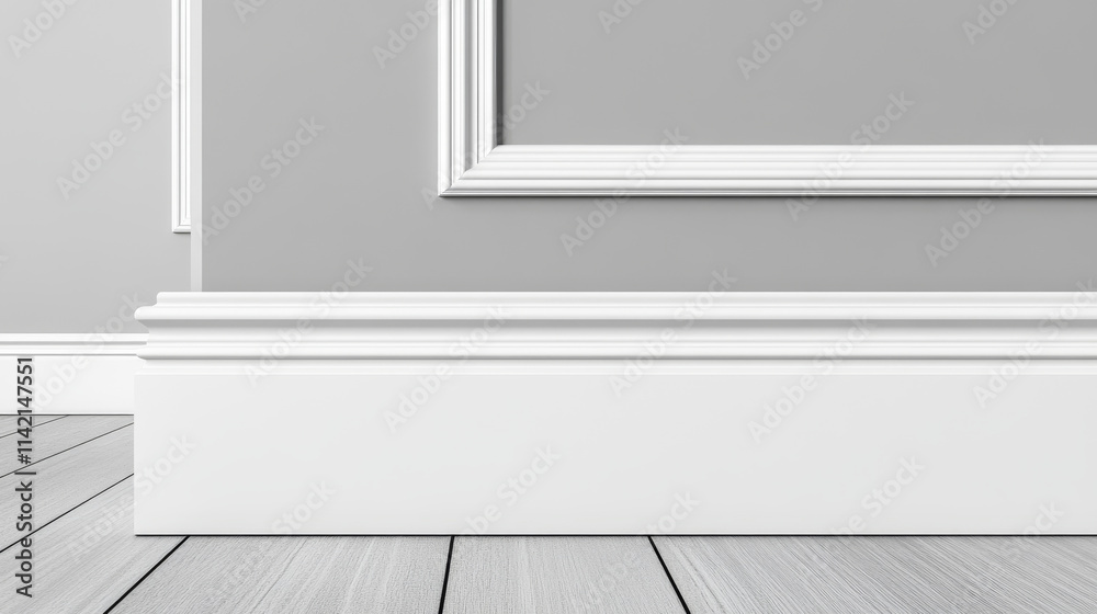 Realistic set of classic white baseboard molding png isolated on ...