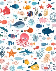 Wall Mural - pattern with fishes