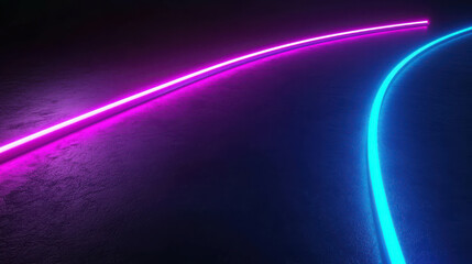 Poster - Soft Glowing Neon Lines Forming an Abstract Pattern in Dark Background