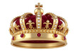 © SekhSadi - elegant luxury gold red crown isolated on a white background PNG.AI GENERATED