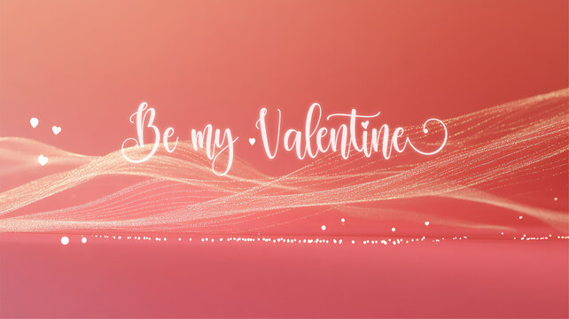 Horizontal Valentine's day banner with elegant text Be my Valentine. Web banner 16:9 background, romantic luxurious with lettering calligraphy greeting text Bright red Valentine day