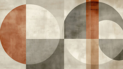 Aufkleber - Abstract Geometric Design with Muted Tones and Shapes Perfect for Modern Decor