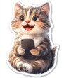 © Илья Батькович - Happy cat with smartphone - funny sticker