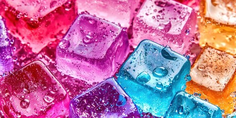 Poster - Bunch of ice cubes with different colors