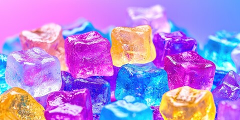 Aufkleber - Pile of ice cubes in various colors