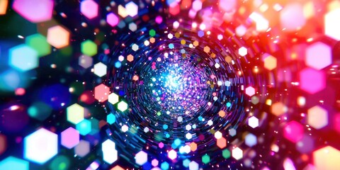 Aufkleber - Colorful spiral with many different colored shapes
