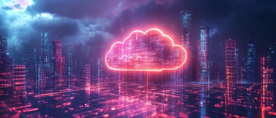 Poster - Futuristic digital technology of cloud computing
